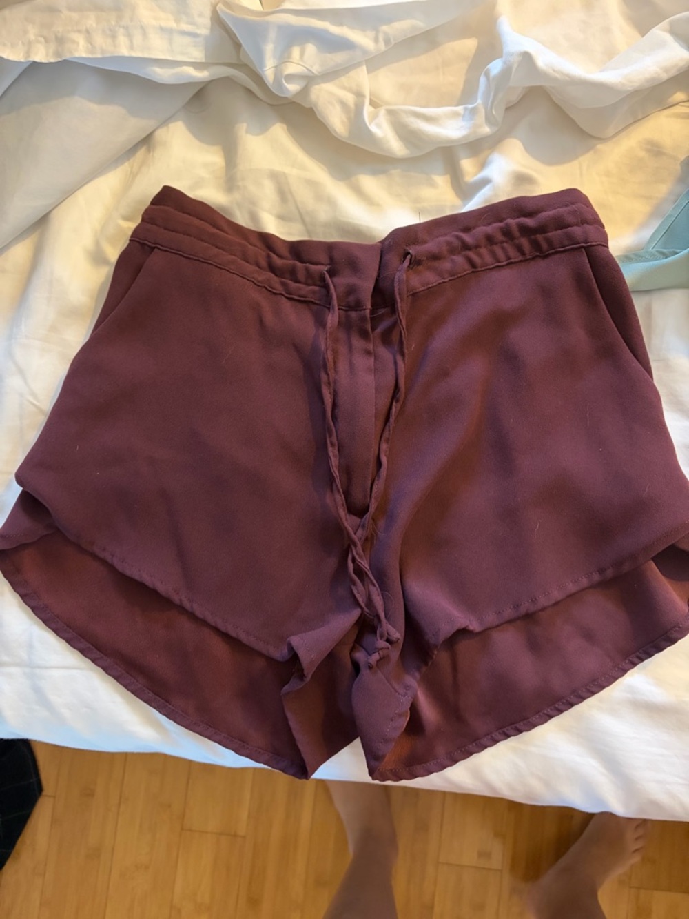 H&M Wine Layered Drawstring Skort Shorts